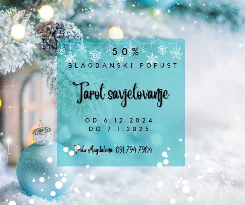 Blagdanski popust 50% na sve tarot konzultacije, od  6. 12.'24 - 7. 1. '25.g.